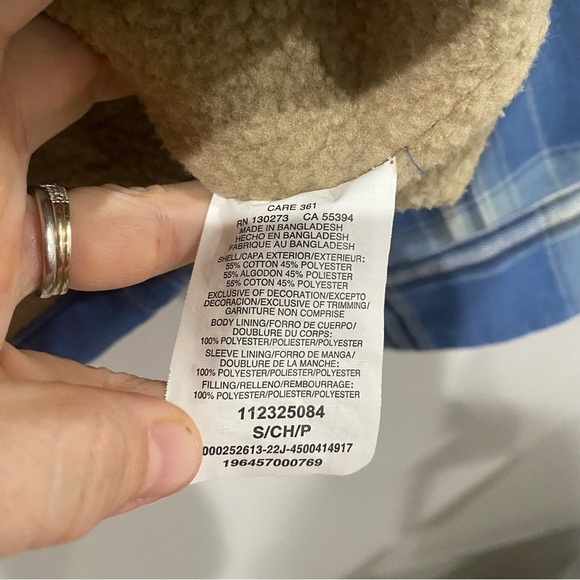 WRANGLER Men’s Plaid Shacket Sherpa Lined Blue White Warmth Size Small - Picture 10 of 12